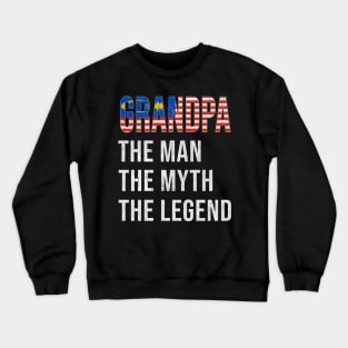 Grand Father Malaysian Grandpa The Man The Myth The Legend - Gift for Malaysian Dad With Roots From  Malaysia Crewneck Sweatshirt